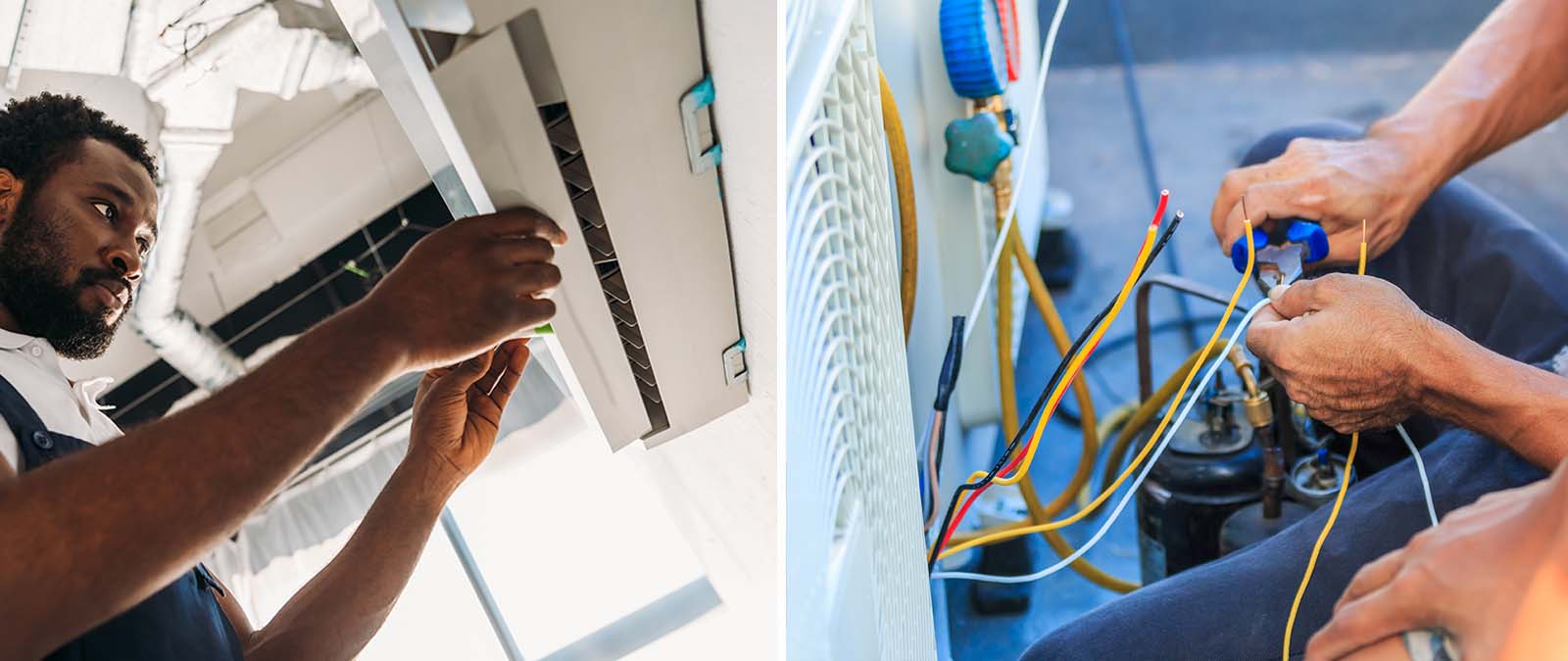 Tech working on an AC unit